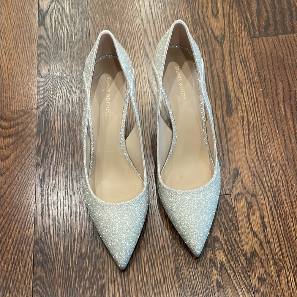 Stuart Weitzman Silver Glitter Women's Heels